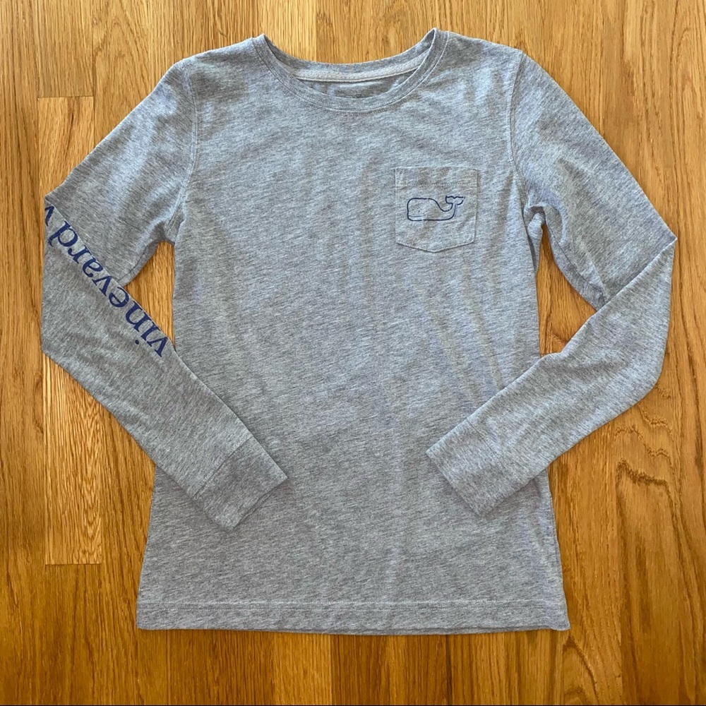 VINEYARD VINES | Gray Heather Long Sleeved Logo Tee